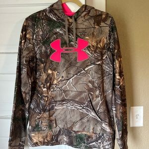 Under armor camo and pink hoodie